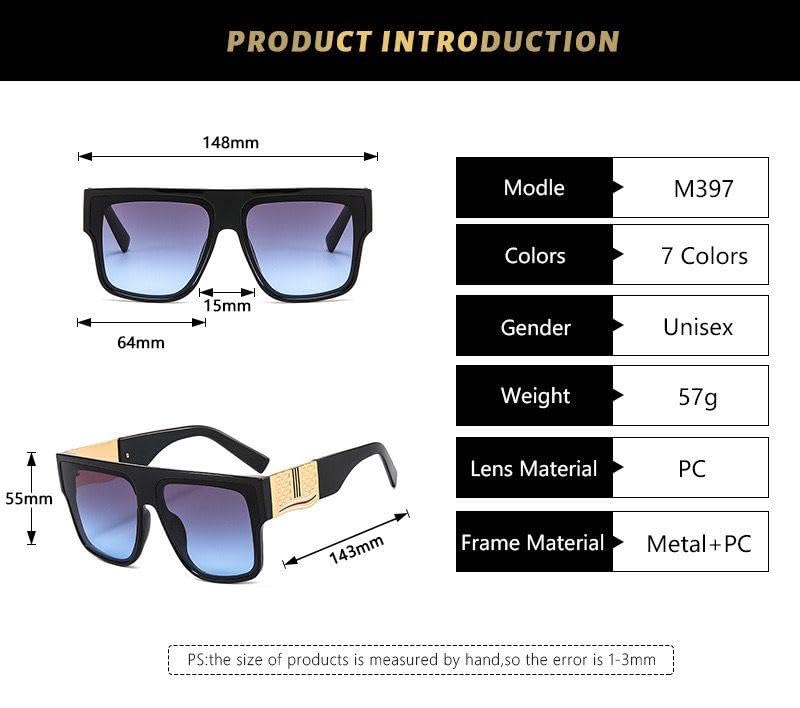 MAVKA STORE Unisex Vintage Oversized Square Sunglasses Luxury Retro UV400 Protection Eyewear Men Women, PC-Metal Frame, White Trendy Fashion Shades Brown Lenses. Case, Bag, Cloth, Screwdriver2