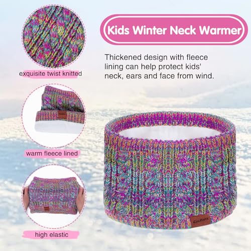 3 Pcs Kids Winter Hat Gloves Scarf Set, Toddler Knitted Beanie Hat Neck Warmer Mittens Fleece Lined Set for Boys and Girls4