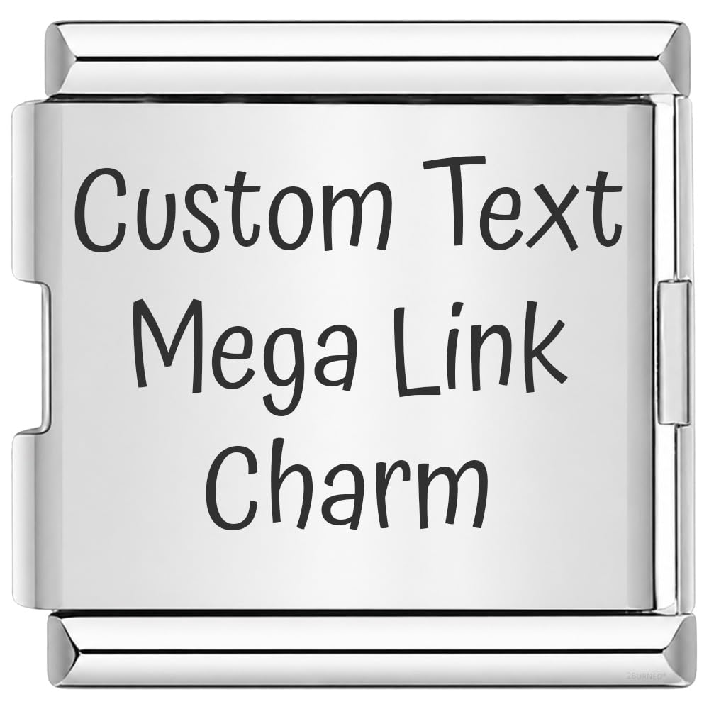 Personalised Custom Engraved Italian Charm Fits All 9mm Bracelet Links (Mega Link 18mm Text)