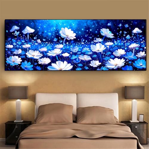 Peinture diamant fleur bleue kit complet point de croix 80x160 - 2