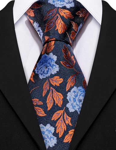 Image of Barry.Wang Mens 6 PCS Ties Silk Striped Paisley Check Floral Necktie Silky Woven Wedding Business Party Ties 3.34 inch