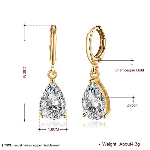 14K Gold Plated Teardrop Cubic Zirconia Dangle Drop Small Hoop Earrings For Womens Oval Dangling Wedding Hypoallergenic Fashion Elegant Diamond Jewelry Gifts Bridesmaid3