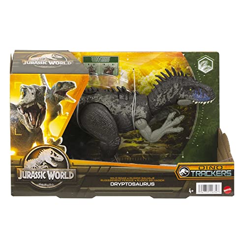 JURASSIC WORLD Figurine articulée Dryptosaurus Rugissement Féroce avec Son et Attaque, Taille Moyenne, Jeu Physique et numérique, Jouet Enfant, Dès 3 Ans, HLP15