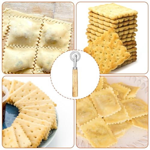 Pastry Wheel Cutters 1.5 inch Dough Ravioli Pizza Cutter Wheel 2 Pack Ravioli Cutter Wheels with Long Wooden Handle Cookie Cutting Wheels Pasta Maker Cutters for Kitchen