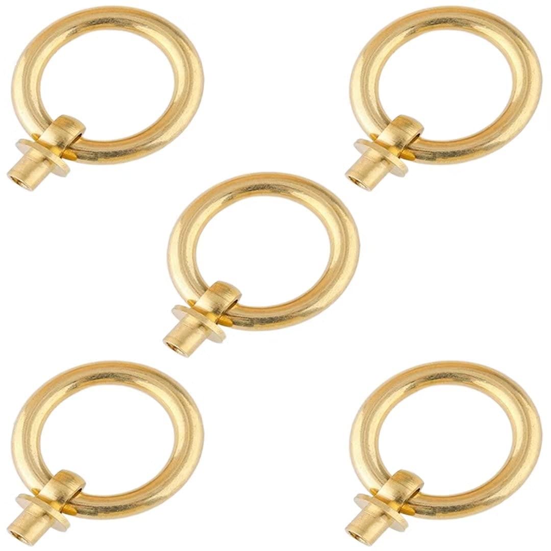 Ydhsikk Brass Drawer Handles, Ring Drawer Knobs Pack Of 5 Bronze And 25-60Mm Diameter(,25Mm Diameter)