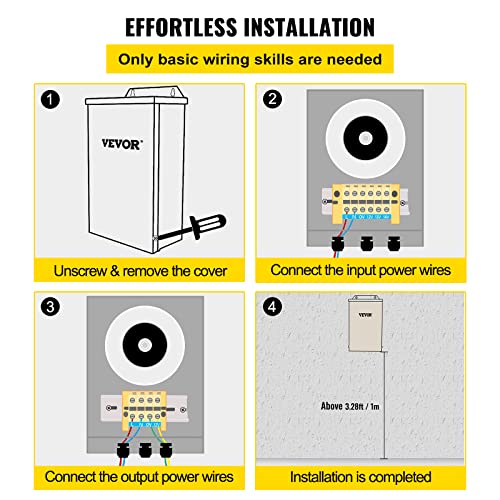 Vevor Low Voltage Transformer, 300 Watt Outdoor Landscape Lighting Transformer, 12V Ac Pool Light Transformer, Pool/Spa/Landscape Lighting, Spotlight, Pathway Light, Led Compatible, Weatherproof #TOP4