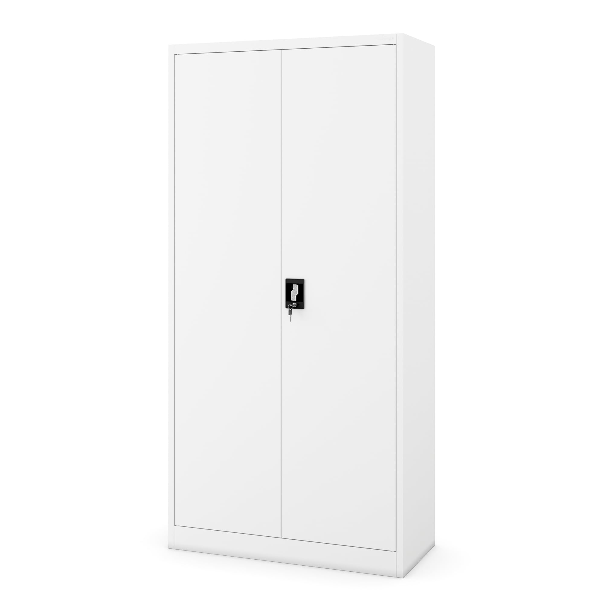 Jan Nowak Metallschrank Jan 185 x 90 x 40 cm - Metall Aktenschrank Abschließbar mit 2 Türen, Mehrzweckschrank mit 5 Ebenen, Büroschrank aus Stahlschrank mit Pulverbeschichtung - Weiß