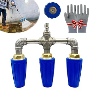 Twin/Triple Turbo Nozzle, Triple Turbo Nozzle Pressure Washer, Rotating Nozzle Triple Nozzle Pressure Washer, with 1/4" Quick Connector, 4-6 GPM, 4000 PSI Max (Triple)