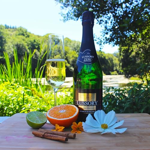 Image of Lussory Premium Sparkling Brut Dealcoholized 0.0% Non Alcoholic Wine From Spain, Low Calories, Organic, Vegan (750ml, 6 Bottle)