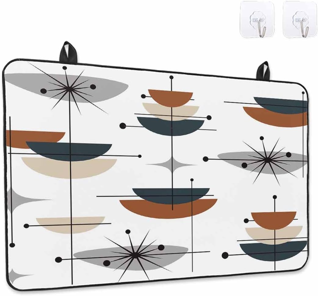 Stove Top Cover Boho Geometric Stove Cover for Electric Stove Top Bohemian Orange Grey Color Block Glass Cooktop Covers Anti-Slip Mat Heat Resistant Countertop Protector Home Kitchen Decor 28.5"x20.5"