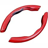 【Hohe Qualität】Diese Lenkradabdeckung besteht aus hochwertigem Kohlefasermaterial, exquisite Verarbeitung, spezielles Material sorgt für angenehmen Halt, Kohlefasermuster ist hochwertig, modisch und glänzend, es kann das Erscheinungsbild Ihres Autos verbessern. Hervorragende Verschleißfestigkeit, kältebeständig, atmungsaktiv, geruchlos und alterungsbeständig, sieht sehr luxuriös und modisch aus.
