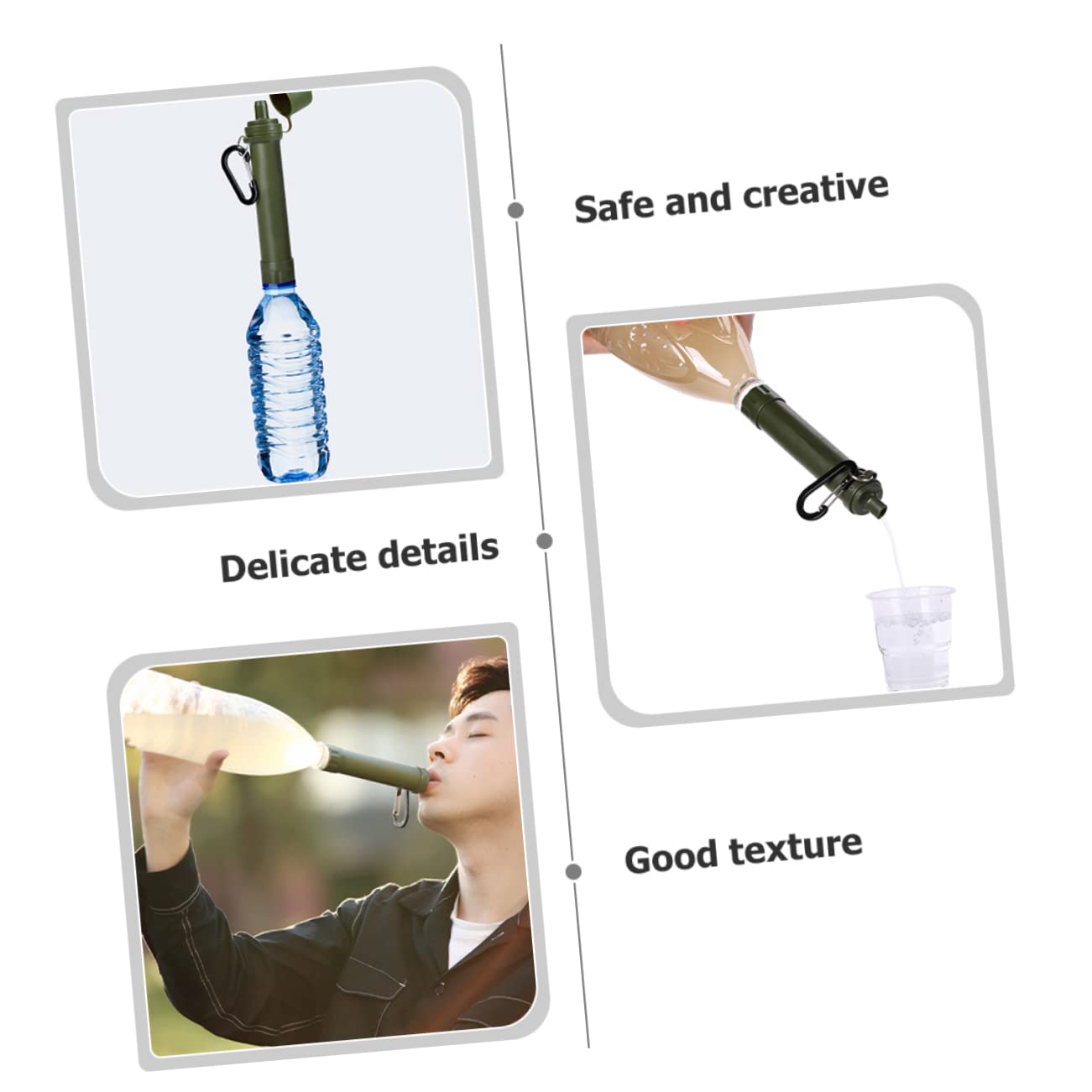 Kisangel 3 Stück Tragbarer Wasserfilter für Outdoor Aktivitäten Kompakter Wasserreiniger mit Leichtem Design für Camping und Notfälle Lebensmittelechtes Material