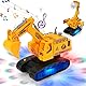 Kizeefun® Bagger Spielzeug, Ferngesteuerter Fahrend 2-in-1, Elektrischer Baggerroboter mit Musik und Licht, Automatisches Deformationstechnikfahrzeug für Jungen und Mädchen