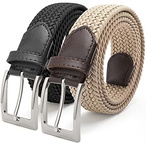 FAIRWIN Golf Belts for Men Woven Stretch 1.3" Elastic Braided Cloth Belts for Jeans Casual Fabric Stretchy Belts Mens Cover