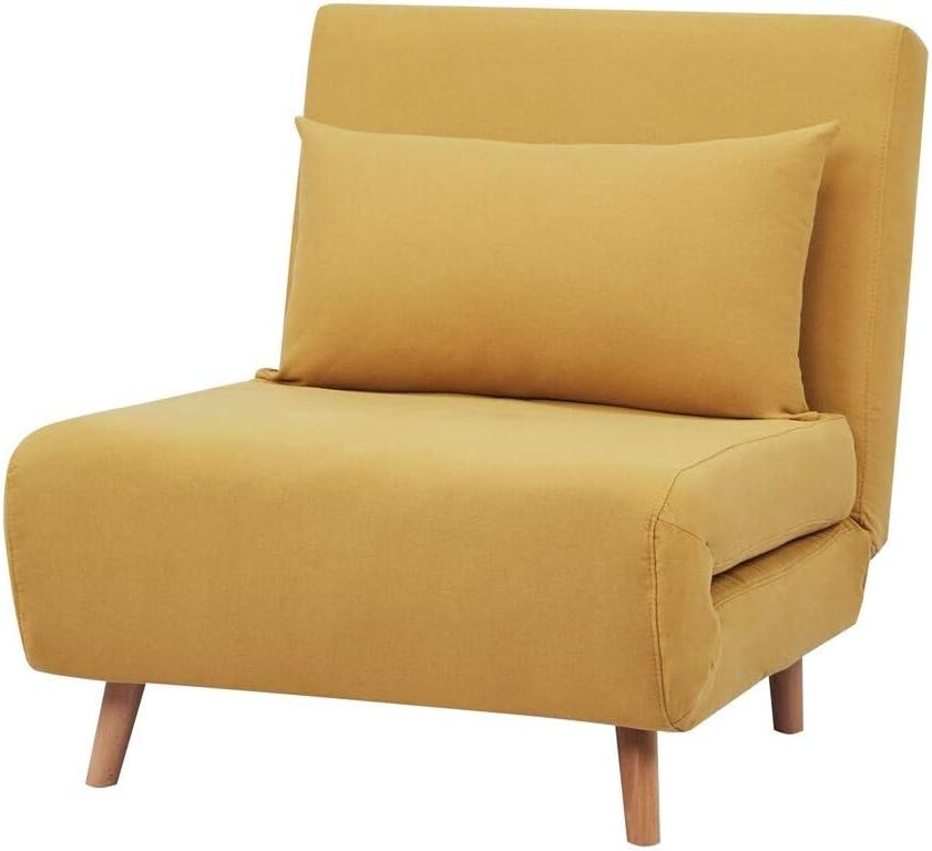 GIA Tri-Fold Convertible Polyester Sofa Bed Chair with Removable Pillow and Legs, Yellow