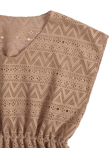 Image of SHENHE Girl's Swim Cover Up V Neck Sleeveless Hollow Out Beach Dress Coverup Beachwear