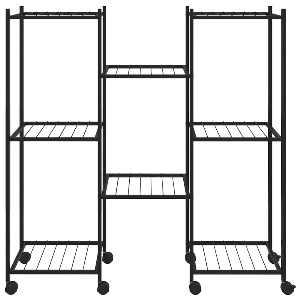 Porta Pianta Interna Fioriera con Ruote 83x25x83,5 cm Nero Ferro, Supporto per Vaso Mensola di Fiori per Soggiorno, Ufficio, Balcone, Giardino L34H31281
