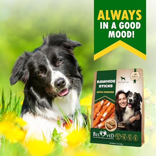 Image of Beloved Pets Dog Treats & Long Lasting Rawhide Chews Wrapped Chicken - Pet Bones Sticks for Large, Medium & Small Breeds - Aggressive Chewers Snacks - Puppy Toys Treats