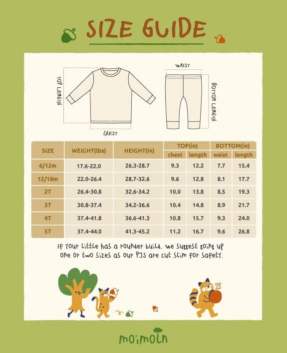 Vista 6 de moimoln SOFT Cotton Modal solid Baby Girls Boys Long-Sleeve Snug fit Pjs Pajama Sleepwear, 6m-5T