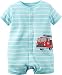Carters Baby Boys Snap-Up Cotton Romper (12 Months, Blue/Firetruck)