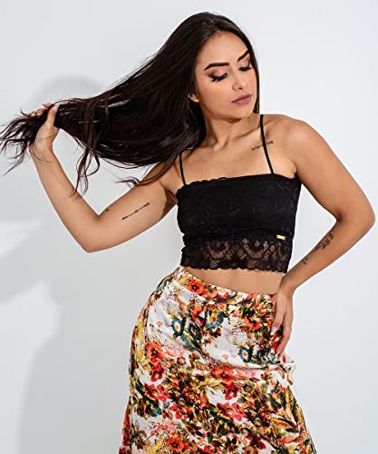 Sutiã IMI Lingerie Top Cropped Em Renda Grey Cor:Branco;Tamanho:P