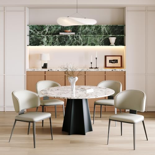Image of Dining Chairs Set of 6, Faux Leather Dining Chairs, Light Gray