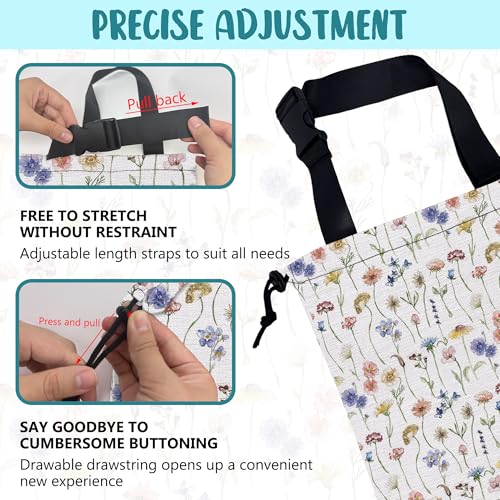 Image of Car Garbage Bag Watercolor Wildflowers Drawstring Car Trash Bag Hanging for Back Seat with Adjustable Buckle Canvas Vehicle Trash Can Easy-to-Install