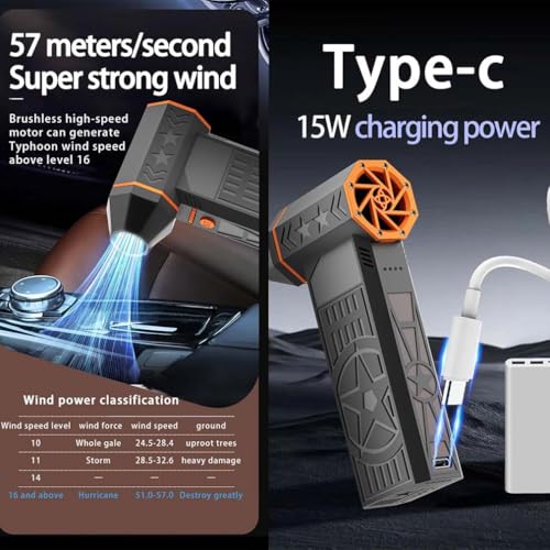 2026 Upgrade 5000W Snow Blower, Frostblazer 5000W Schneefräse, Elektrische Staubgebläse, Stufenloses Getriebe Turbo Fan, Druckluft-Staubwedel mit 4000mAh Akku für Auto, Auftauen, Trocknen, Reinigen
