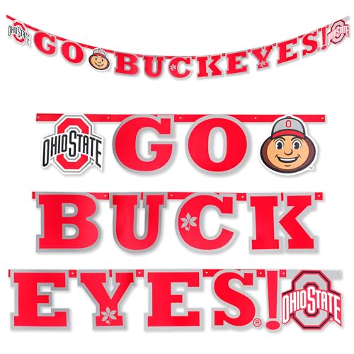 Ohio State-Go Buckeyes Banner! 8 ft. long banner featuring Brutus is great for Tailgating Dorm Rooms Birthday Parties Graduation. Show your Ohio State spirit. by Havercamp