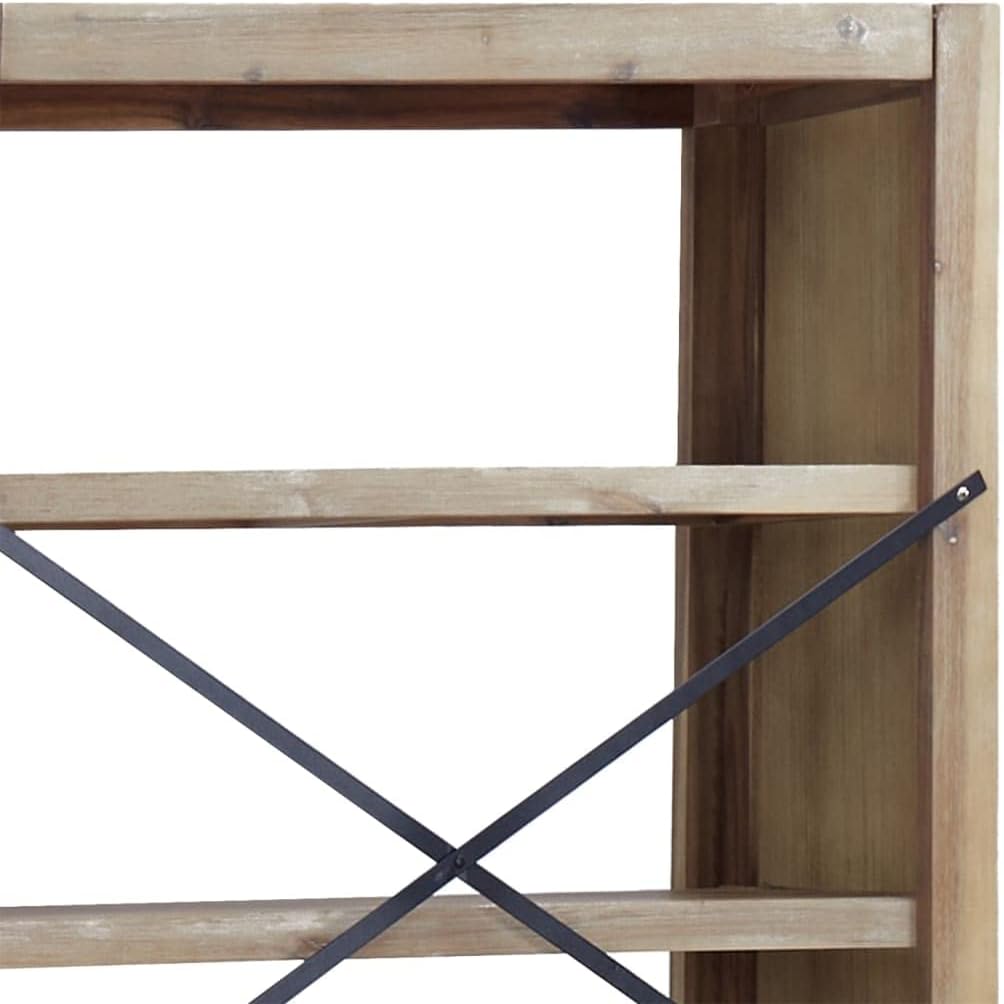 Close-up of the metal cross-bracing attached to the bookcase