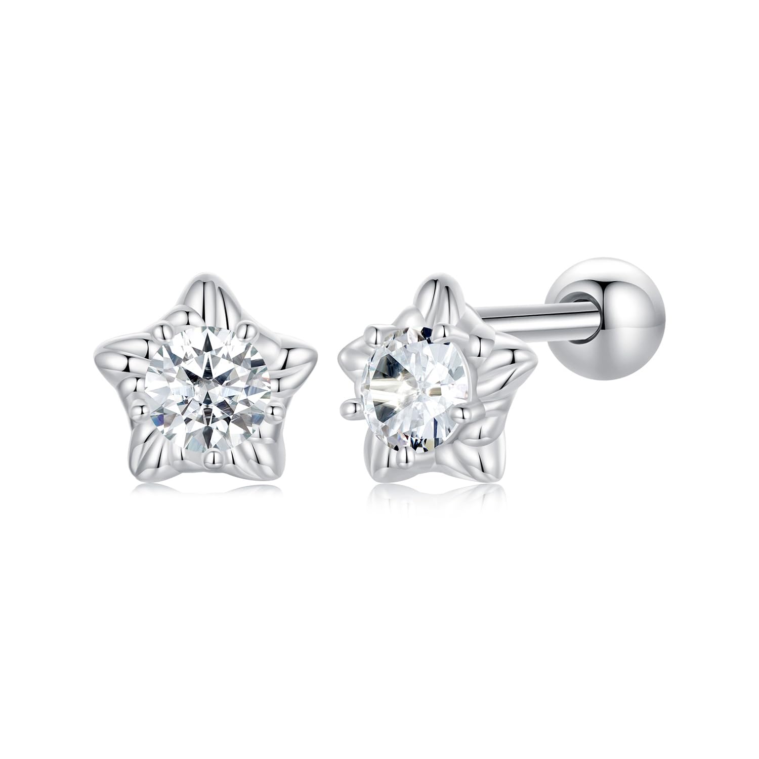 WBDWWTD 925 Sterling Silber kleine Schmetterling Herz Stern Ohrringe mit Schraubverschluss Zirkonia Ohrstecker für Frauen Knorpelschmuck