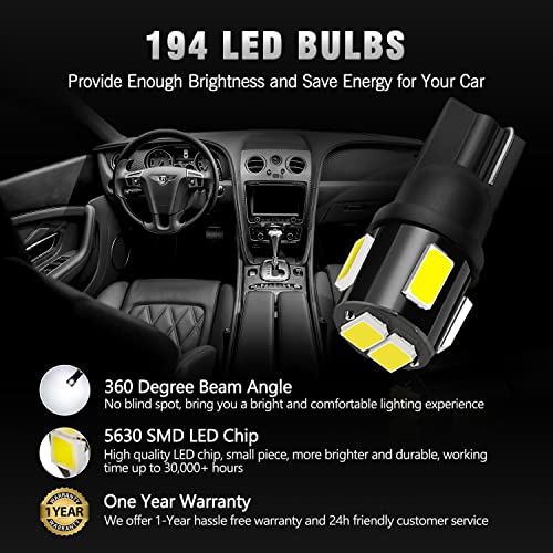 image for BRISHINE 194 LED Bulbs 6000K Xenon White Extremely Bright 5630 Chipset