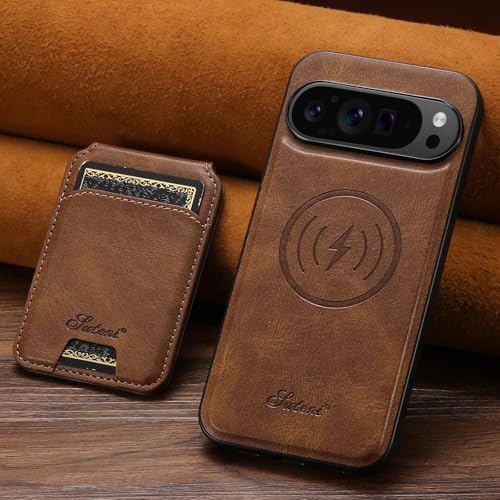 Étui portefeuille Google Pixel 10 cuir marron avec béquille intégrée - 5