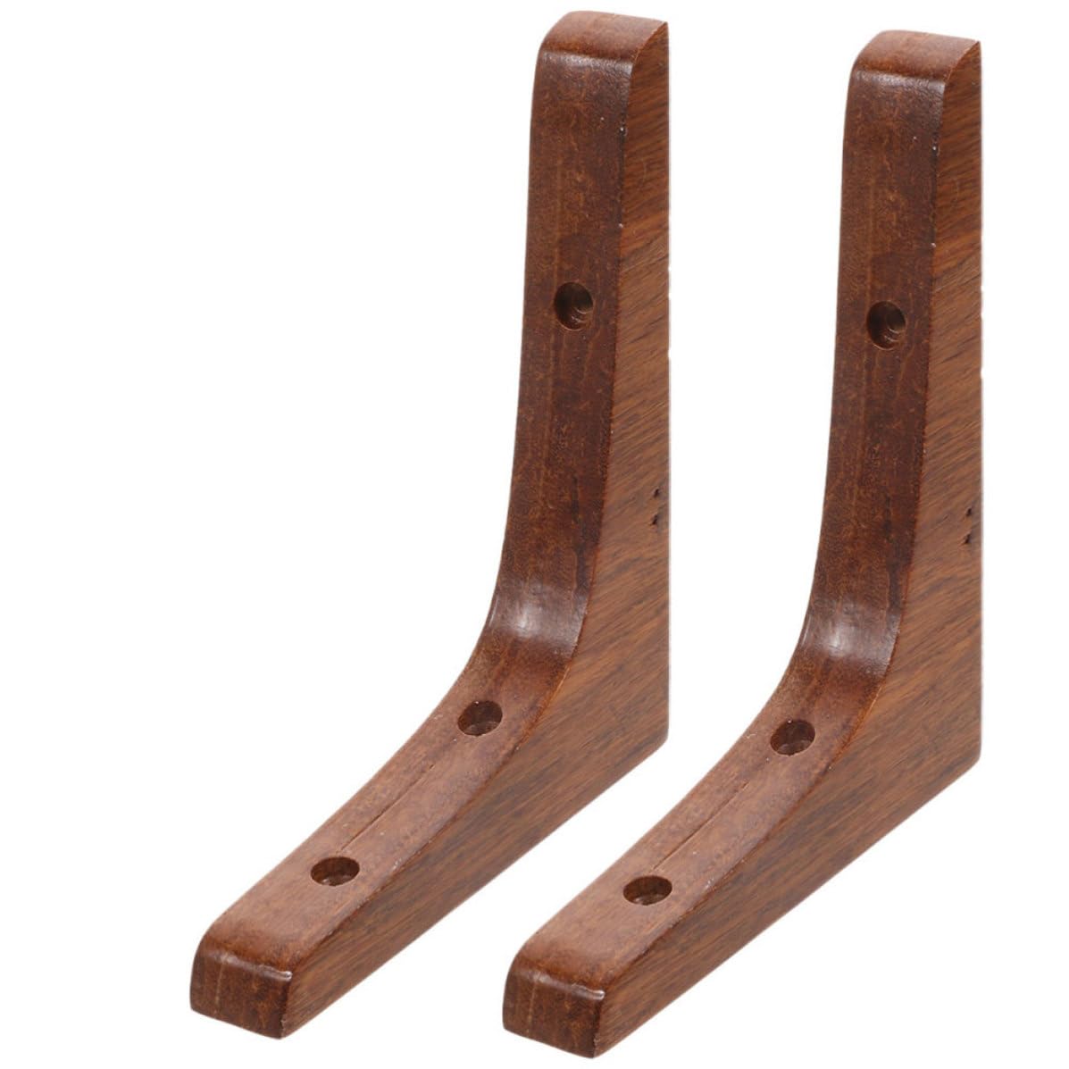 2piezas Soporte para Estantes de Madera Maciza Soportes de Esquina para Baldas Flotantes Resistentes y Duraderos para Estantería de Pared Decorativa Color Marrón Oscuro