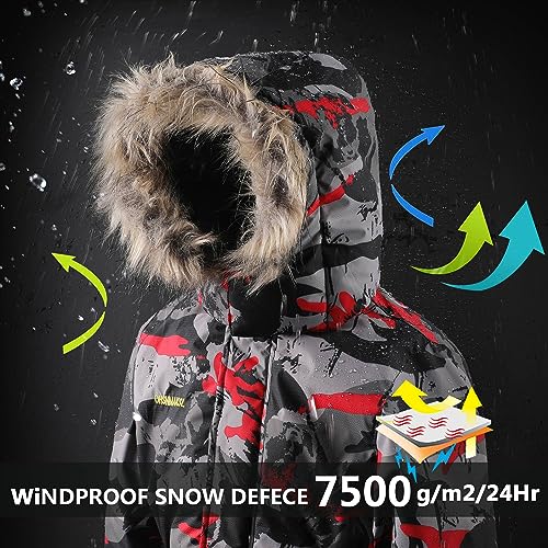 Image of AFILOK Kid's Winter Overalls Ski Suits Boy's and Girl's Waterproof Snowboard Jumpsuits One Piece Snowsuit Jackets Coats