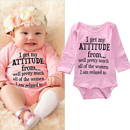Alicado Newborn Infant Baby Girls Cotton Bodysuit Romper Jumpsuit Clothes Outfits (3-6Months) Pink