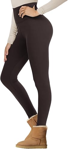 NexiEpoch - Leggings de vellón para mujer, pantalones de yoga de invierno de cintura alta, control de abdomen, suaves, térmicos, cálidos, para