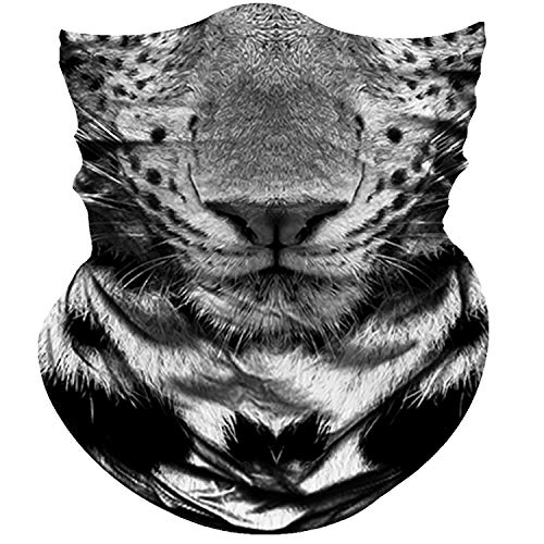 Obacle Motorcycle Face Mask Sun UV Dust Wind Protection Tube Mask Seamless Bandana Face Mask for Men Women Bike Riding Cycling Biker Fishing Outdoor Festival (Leopard Gray)