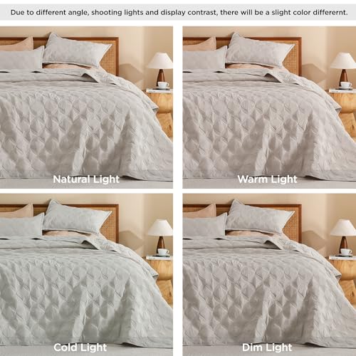 Image of Litanika Queen Quilt Bedding Set, Linen Summer Lightweight Soft Comforter Bedspreads & Coverlets, Boho Farmhouse Bedding Cover Bed Decor All Season, 3 Pieces (1 Quilt, 2 Pillowcases)