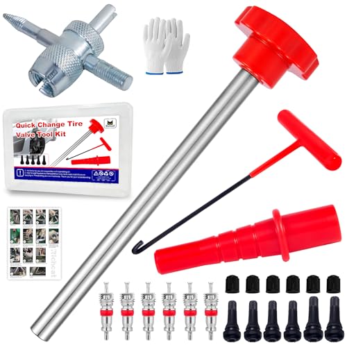 Quick Change Tire Valve Tool Kit,Tire Valve Stem Core Quickly Replacement Tool Kit,Perfect Tool for...