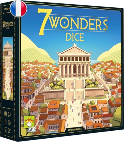 Asmodee - 7 Wonders Dice - Repos Production - Jeu de société Roll &amp; Write - Stratégique et Rapide - 2 à 7 Joueurs - dès 10 Ans - 25 Min - en français