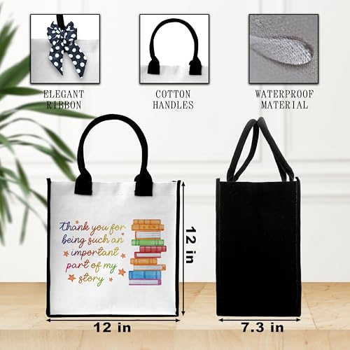 Teacher Tote Bag For Women, Thank You For Being Such An Important Part Of My Story Tote Bag, Appreciation Gift Tote Bag With Ribbon For Teacher's Day, Beach Tote Bag Thank You Gifts For Teachers -062