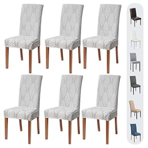 Chair Covers for Dining Chairs, Dining Room Chair Covers Set of 6, Stretch Kitchen Chairs Covers, Removable Washable Dining Chair Covers for Home Kitchen Banquet Hotel Ceremony