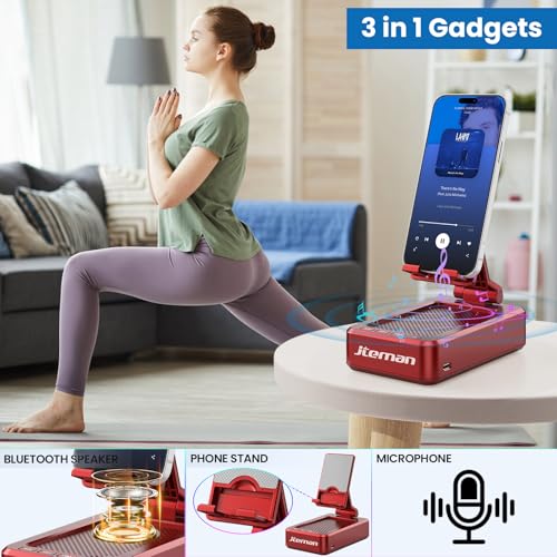 Image of JTEMAN Bluetooth Speaker with Cell Phone Stand,Gifts for Men Tech Gadgets