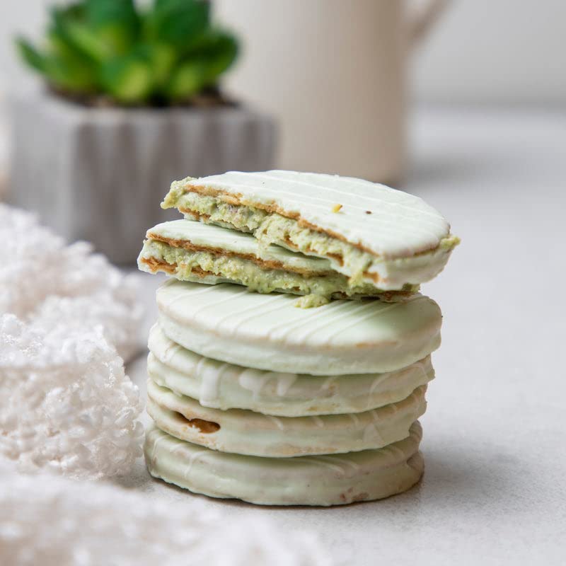 Image of NOVANOVA Pistachio Waffle Chocolates - Box of 10 Pistachio Flavour Waffle Chocolates | 100% Vegetarian, Eggless | No Added Preservatives (300 Grams)