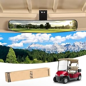 10L0L Universal Adjustable Golf Cart Panoramic Rear View Mirror, Rotatable 270 Rotation 16.5″Wide Angle Full Rearview Golf Cart Mirror for Yamaha EZ Go, Club Car