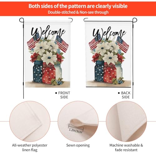 American-Flag-Garden-Flags-12-x-18-Inch-Double-Sided-4th-of-July-Garden-Flag-Burlap-Memorial-Day-Patriotic-Star-Stripes-Floral-Welcome-Yard-Outdoor-Decoration American Flag Garden Flags 12 x 18 Inch Double Sided 4th of July Garden Flag Burlap Memorial Day Patriotic Star Stripes Floral Welcome Yard Outdoor Decoration