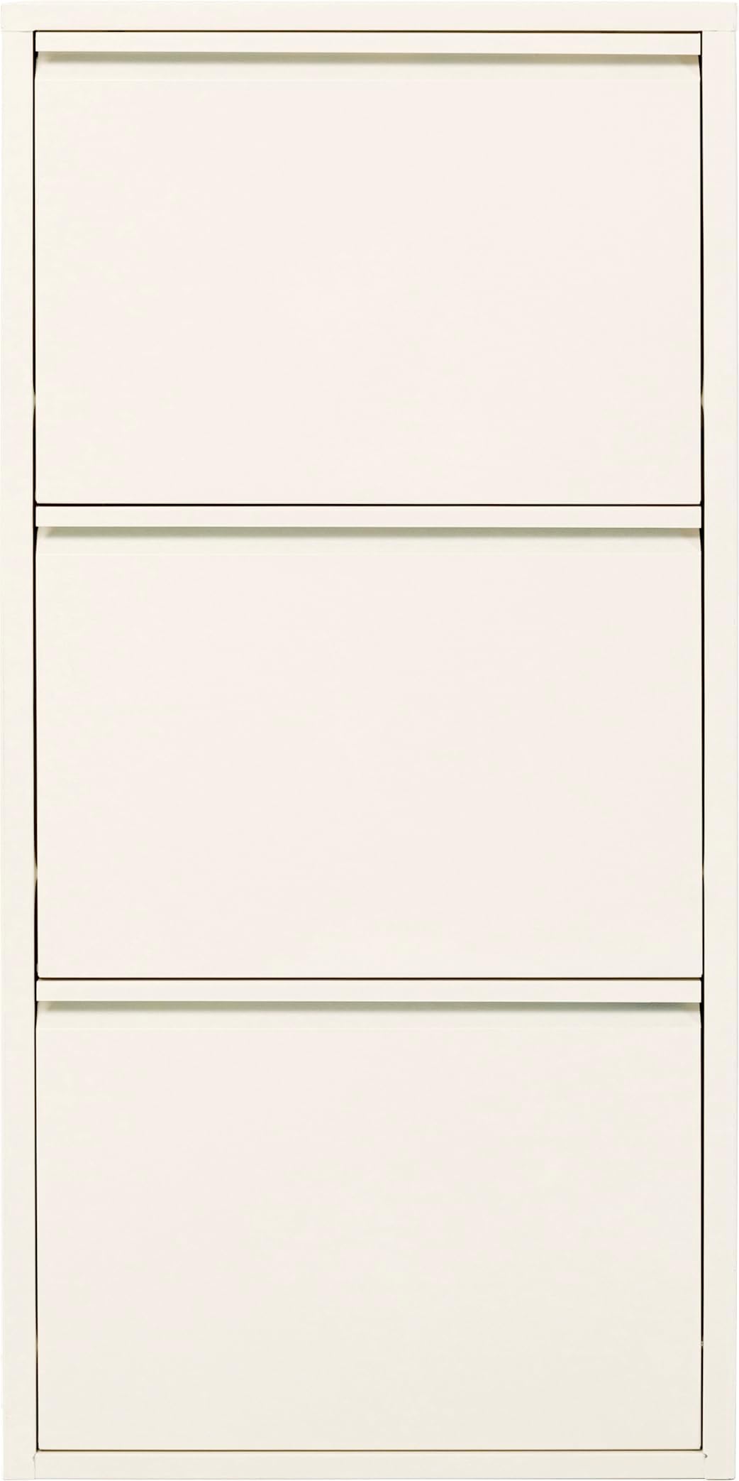 KARE Design Shoe Container Caruso 3 Cream, Space-Saving, 3 Tipping Compartments, Space for 6 Pairs of Shoes, Storage Space, Hallway, Floor, Steel Powder-Coated, 104x50x15 cm (H/W/D)