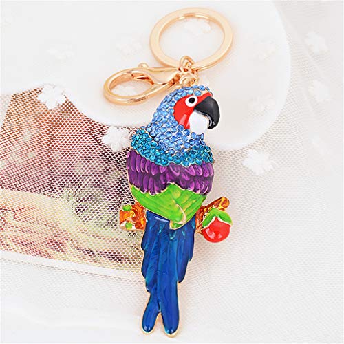 YAZILIND Keychains Cute Parrot Pendant Key Ring Car Accessory Rhinestone Key Ring2