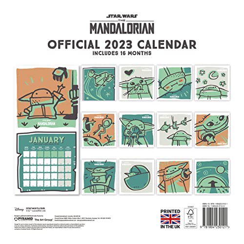 Pyramid International Disney Star Wars The Mandalorian Child Calendar 2023, Month to a View Planner 30cm x 30cm - Image 3